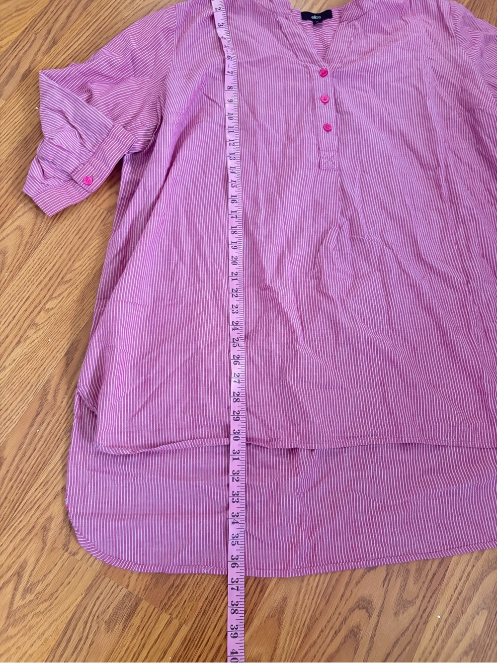 ellos Pink Button-Front Henley Tunic plus size 2X - Picture 5 of 11